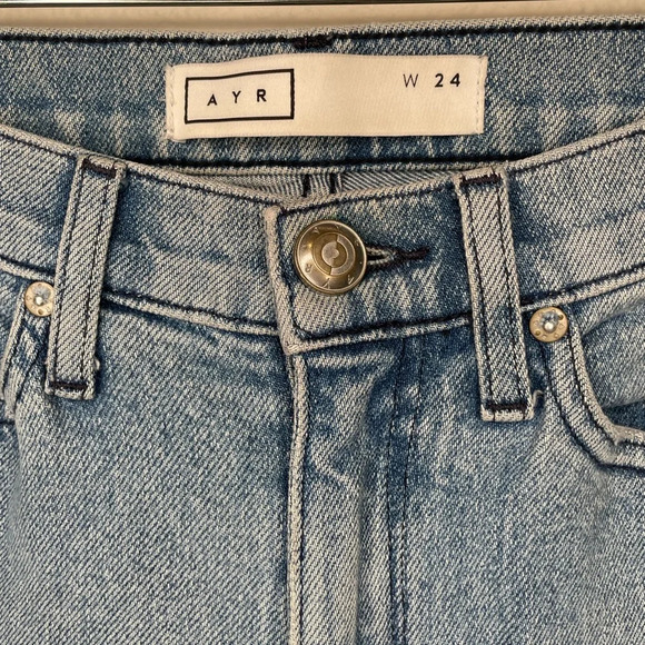 AYR Yes Yes Yes Jeans Size 24 Straight Crop Irie Wash Blue Cotton Blend - Picture 6 of 16